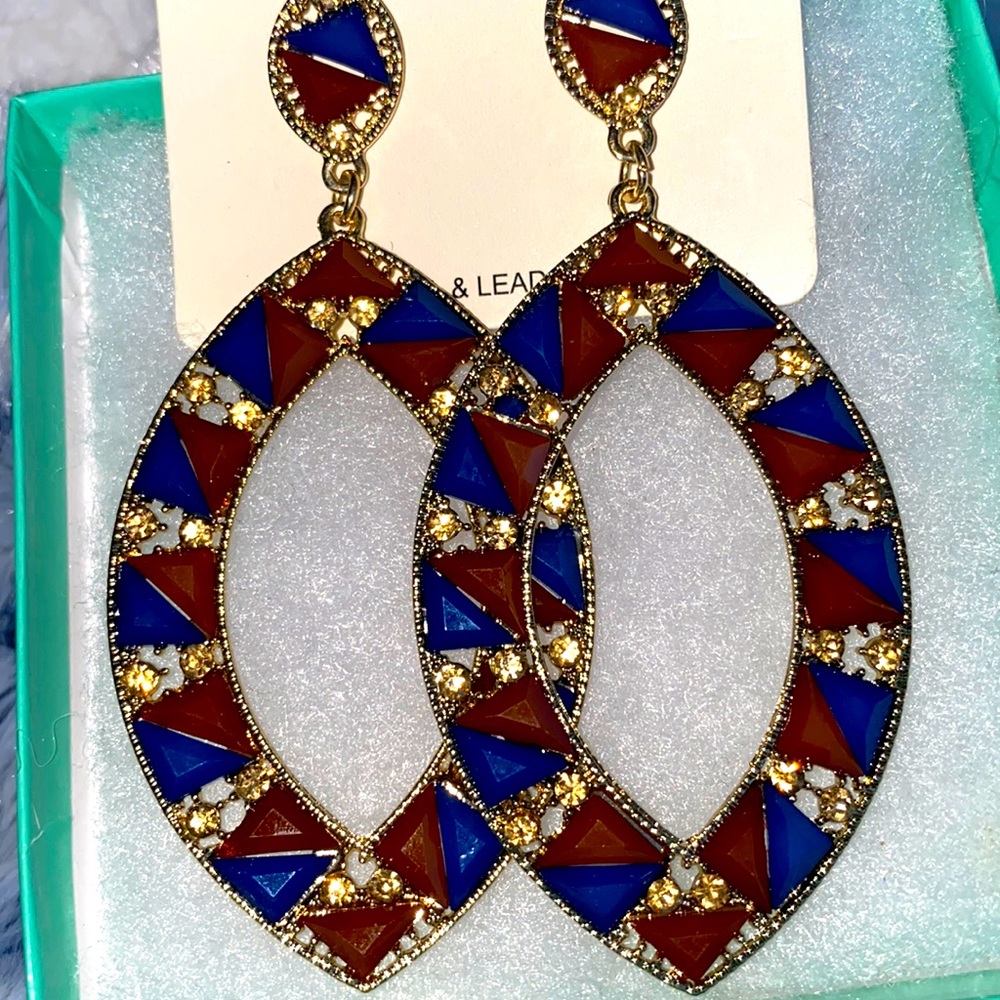 Blue and Brown Hana Statement multiple stone earrings